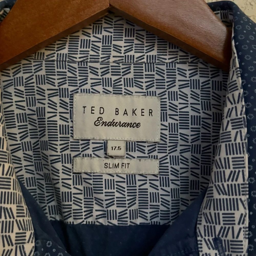 Ted Baker Endurance Men’s Blue Microprint‎ Slim Fit Button Down 17.5 Office Work